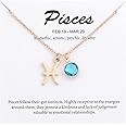 TGOLM 14k Gold Plated Zodiac Birthstone Crystal Pendant Necklace, Horoscope Sign Charm Necklace for Women Birthday Gift