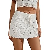 Jumppmile Women's Crochet Cover Up Skirt Mini Knit Swimsuit Coverup for Beach