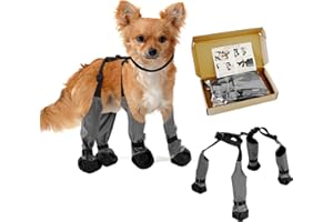 BECROWM Waterproof Dog Boots, Dog Paw Protector for Small Medium Dogs, Adjustable Dog Boots Pet Shoes for Outdoor Walking Soft Dog Shoes Pets Paws Protector(Grey-S)