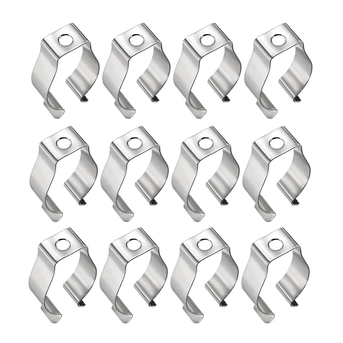 sourcing map T8 U Clips Holder Bracket for LED Light Tube, LED Fluorescent Tube Replacement Mounting Accessories, Nickel-Plated Manganese Steel Lamp Support to Prevent Sagging, Pack of 12