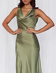 Satin Cowl Neck Sleeveless Backless Maxi Wedding