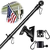 YeYeBest Flag Pole, 5 FT Flag Pole Kit for House, 2 No-Tangle Rings Clips, Flag Holder Bracket, Stainless Steel, Black