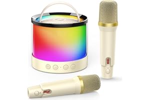 DELIGHKIDZ Kids Karaoke Microphone Machine Toy: Colorful LED Portable Bluetooth Speaker with 2 Wireless Mics 4-12 Years Old Girls Adults Birthday Party Gift for Girl Toys Gifts for Girls Ages 4 5 6 7 8 9 10 12+