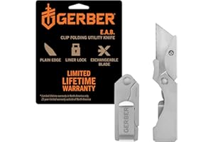 Gerber Gear EAB Pocket Razor Knife with Money Clip - EDC Gear Folding Stainless Steel Utility Knife with Box Cutter Blade for Everyday Carry
