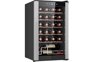 Koolatron 24 Bottle Dual Zone Wine Cooler, Black Compressor Wine Fridge, 2.4 cu. ft (68L), Freestanding Wine Cellar, Red, White, Sparkling Wine Storage for Home Bar, Kitchen, Apartment, Condo