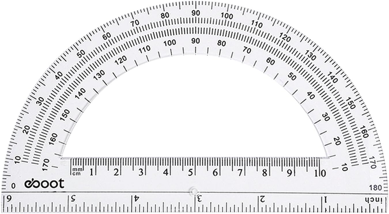 24 Pack Plastic Protractors Math Protractor 180 Degrees 6 Inch, Clear : Office Products
