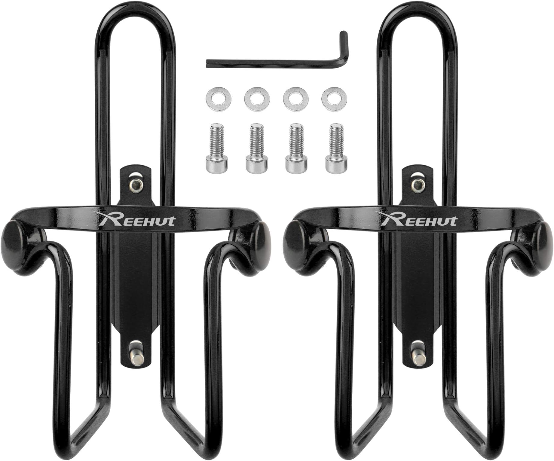 REEHUT Bike Water Bottle Cages (2-Pack), Lightweight Aluminum Alloy Bicycle Water Bottle Holder Brackets for Outdoor Activities