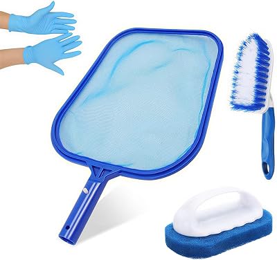 Kungfu Mall Pool Skimmer Net Set with Brush Scrubber Pad and Glove