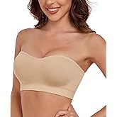 Lemorosy Women's Wireless Bandeau Bra Multiway Convertible Bralette Seamless Non-Slip Comfortable Strapless Tube Top Bra