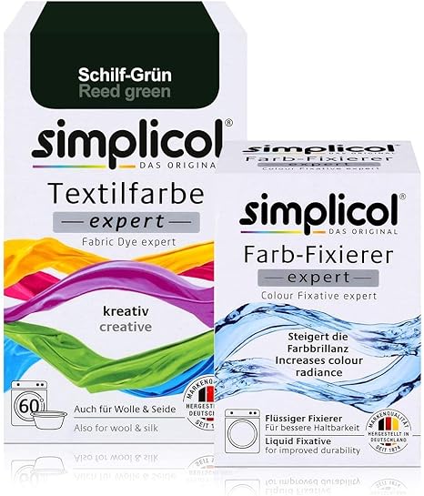 Simplicol Textilfarbe Expert Farbfixierer Kombipack Schilf Grun 1715 Farbe Fur Waschmaschine Oder Manuelles Farben Amazon De Kuche Haushalt