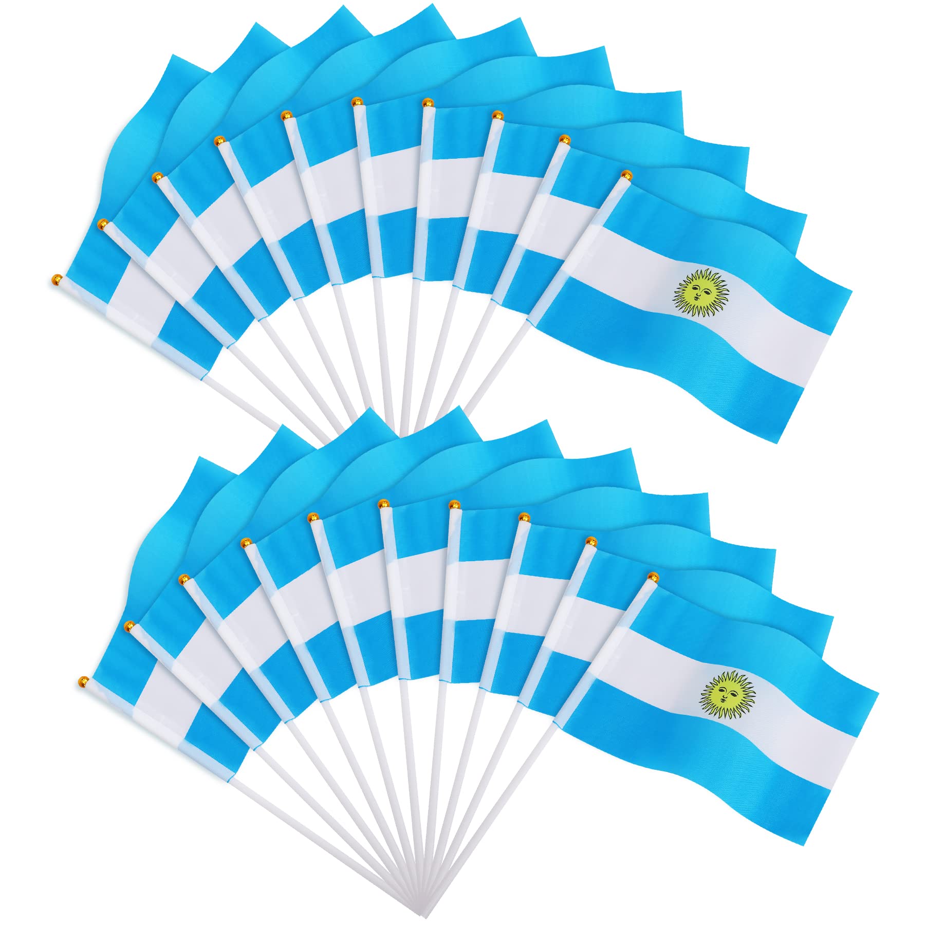 JUNEBRUSHS 20 Pcs Argentina Flag, 14x21cm Mini Handheld Flags Pocket National Flags 2025 Decorations (Argentina flags)