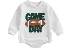 Karwuiio Baby Boys Girls Fall Winter Outfits Long Sleeve Oversized Football Pullover Sweatshirt Romper Toddler Infant Clothes