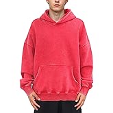 Huzeiwu Mens Oversized Acid Wash Hoodies Heavyweight Vintage Washed Fleece Hoodie Sweatshirt for Men Women Streetwear