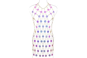 Connie Cloris Womens Sexy One Piece Body Chains Crystal Tassel Bikini Beach Club Body Jewelry