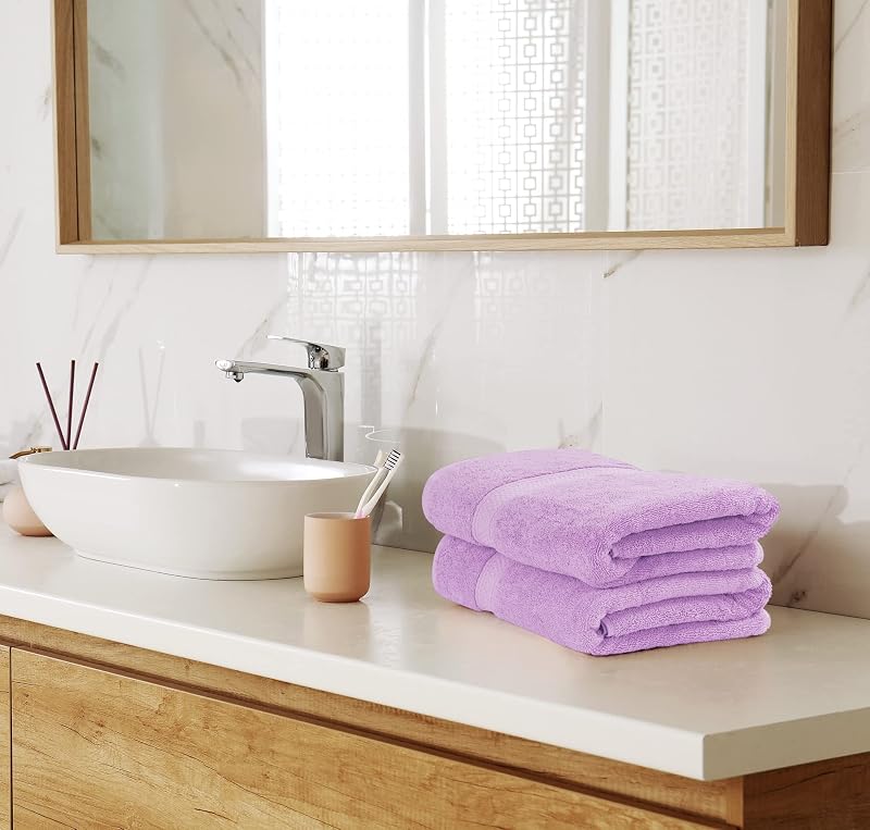 Utopia, Set di 8 asciugamani composto da 2 teli bagno, 2 ospiti e 4 lavette, in 100% cotone filato ad anelli da 600 g/m², altamente assorbenti, per bagno, palestra, hotel e spa (lavanda)