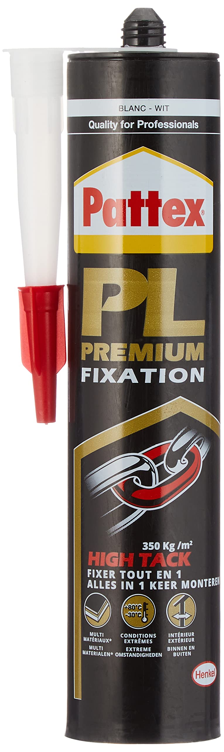 Pattex PL Premium White Attachment, Strong Interior & Exterior Glue, Strong Adhesive, All Materials with Immediate Hold, 460 g Cartridge