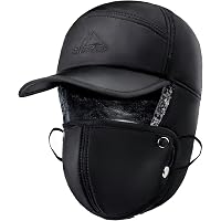 Elwow Men's Winter Baseball Cap With Ear Flaps - PU Leather, Faux Fur Lined, Warm Hunting Hat - View #10