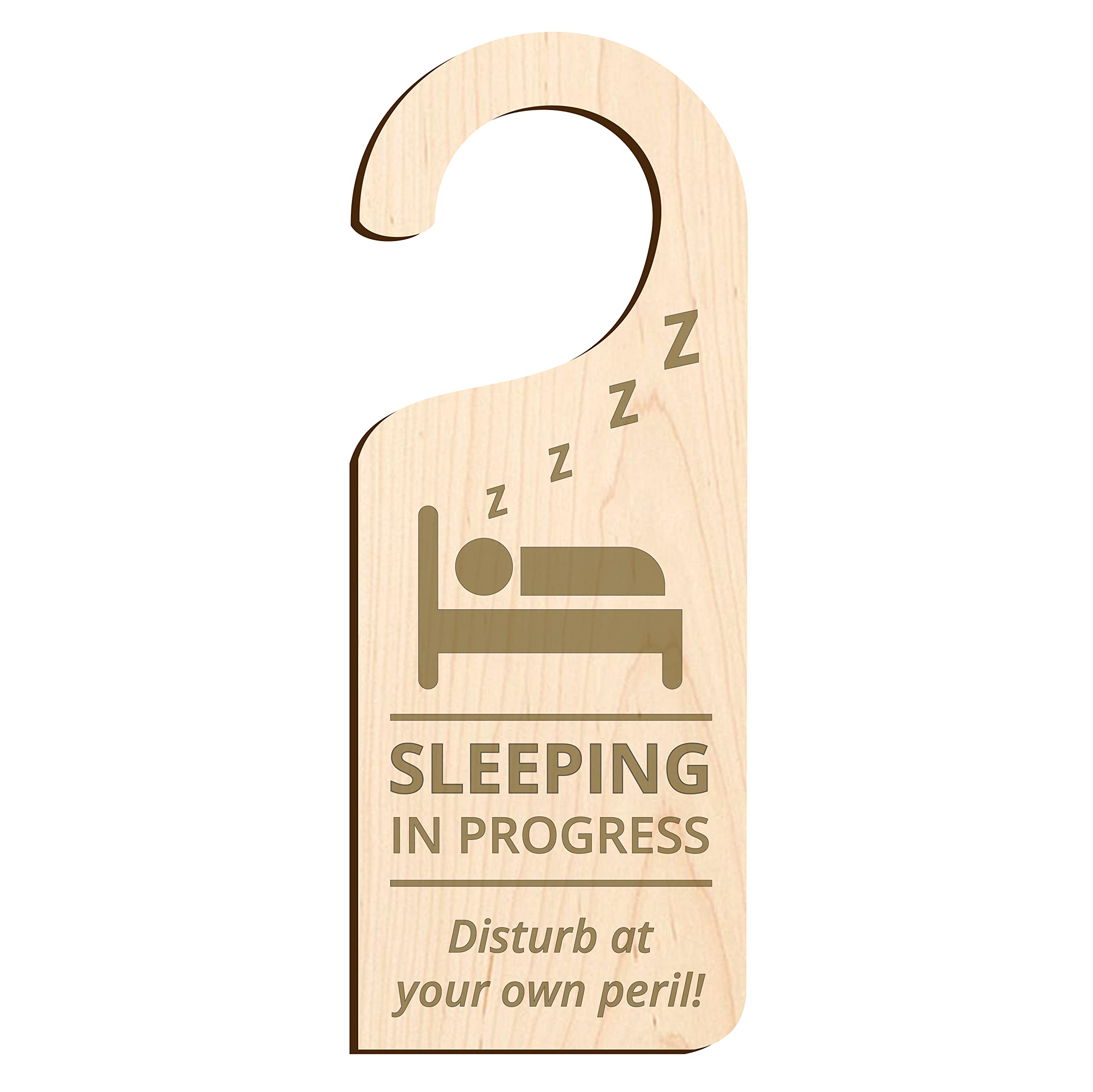 Sleep In Progress, Do Not Disturb Sign Door Hanger Veneered MDF