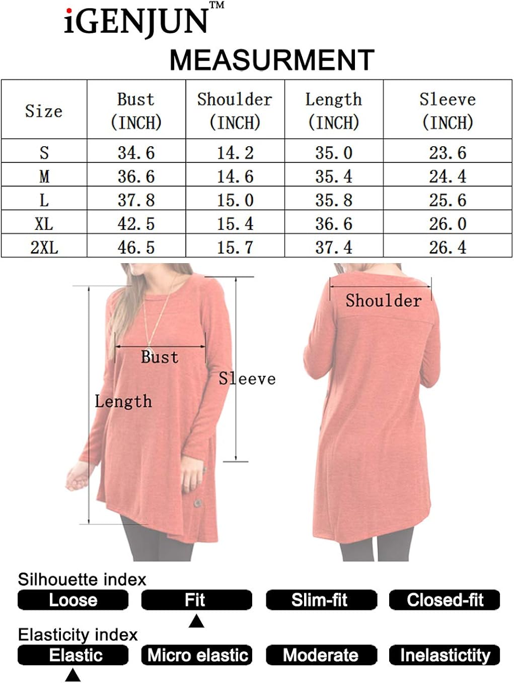 iGENJUN Women's Long Sleeve Scoop Neck Button Side Sweater Tunic Dress at  Women’s Clothing store