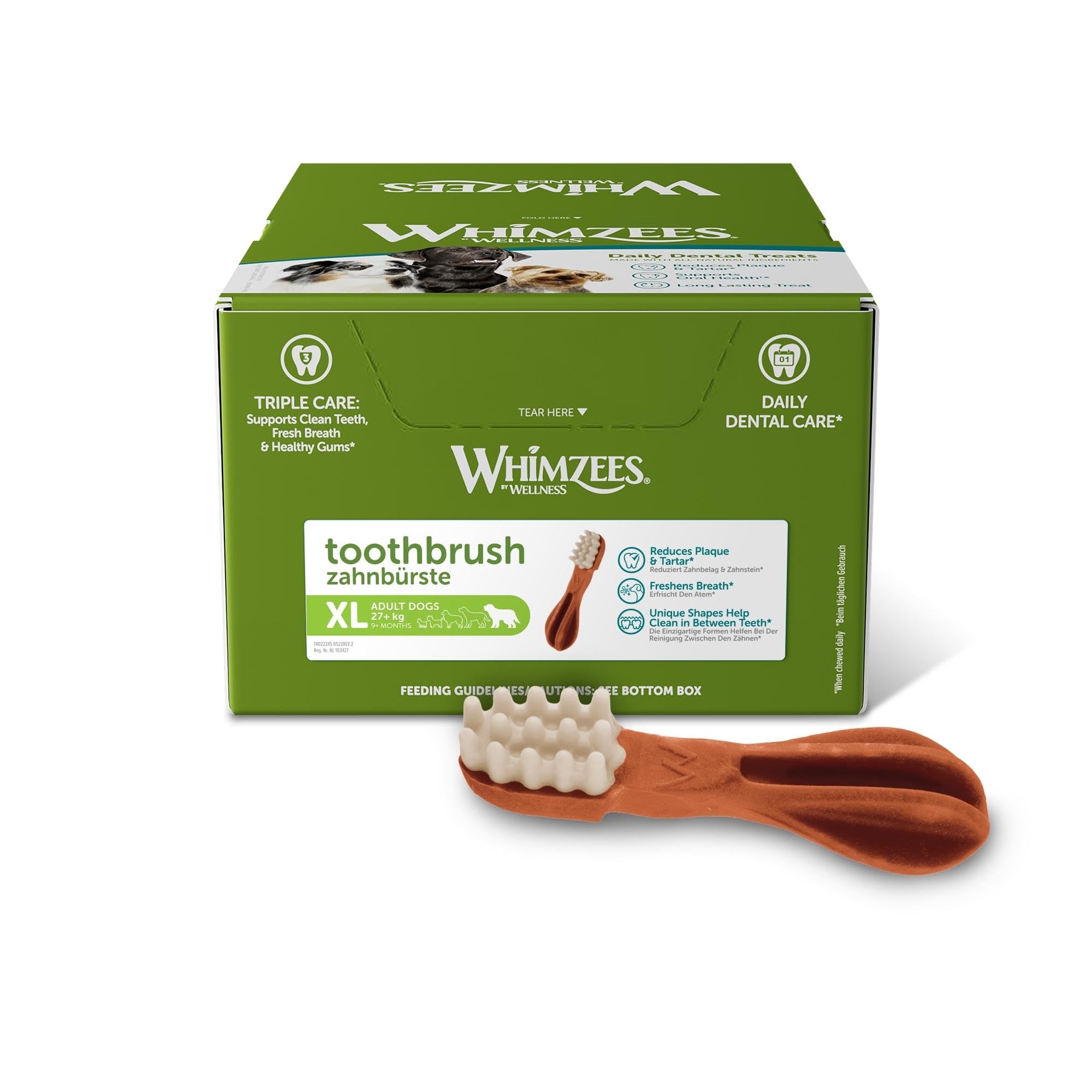 Whimzees Natural Dental Dog Treats Toothbrush Star X-Large, 1 x 18