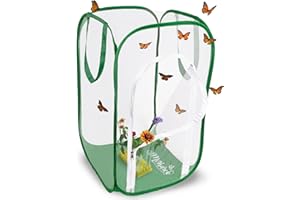 Monarch Tower Clear Mesh Butterfly Cage with Drawbridge Open Door | 23”L x 23”W x 36”H | Raise Up to 20 Monarchs with POP-Up Habitat by MONARCH BUTTERFLY LIFE