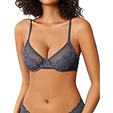 Avidlove Lace Bras for Women Sheer Balconette Underwire Unlined Everyday Bras Lingerie S-XXL