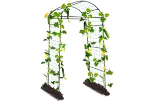 Yotoworth Garden Arch Cucumber Trellis for Climbing Plants Outdoor, 6.7ft Tall Archway Arbor Plant Support Grape Vine Tomato Bean Trellis Backyard, Cucumber Trellis for Raised Bed, Black