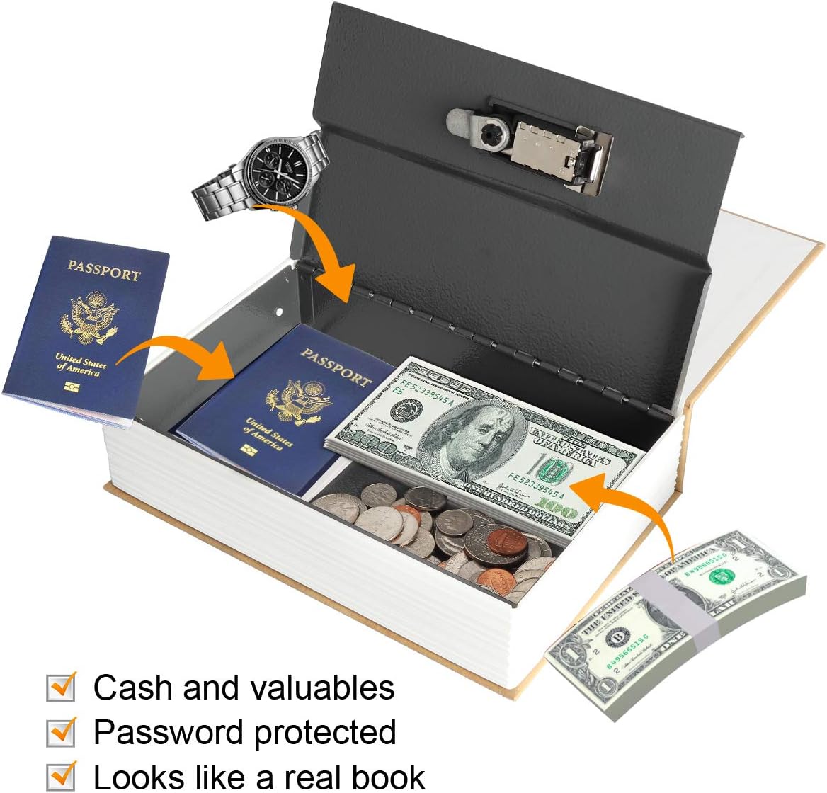 Jssmst Diversion Book Safe with Combination Lock, Secrect Hidden Safe Lock Box Large, SMBS020 Rome - - 