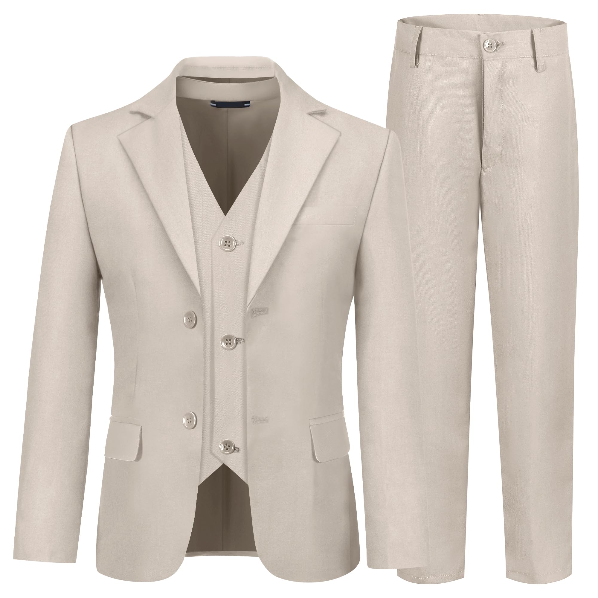 Photo 1 of Boy's 3 Piece Suits Set Slim Fit Suit for Kids Champagne Kids Suits Tuxedo Wedding Set Teenager Boys Dinner Suit Formal Dresswear Suit Size 10