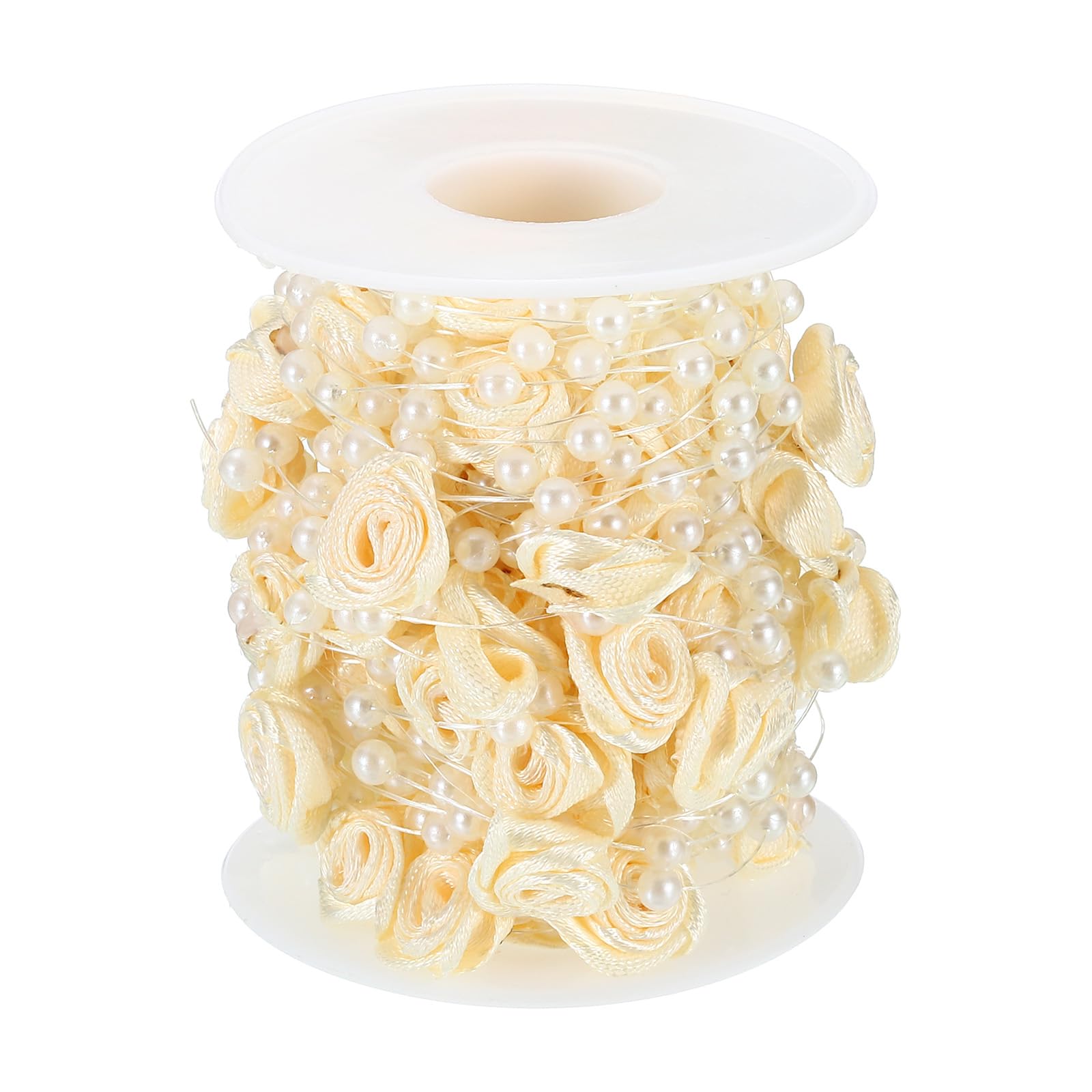 PATIKIL Rose Pearl String Beads, 32.8 Ft Artificial Pearl Wire Garland for Christmas Party DIY Craft Home Wedding Decorative, Beige