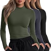 Neer 3 Pack Women's Underscrubs Long Sleeve Shirts Mock Turtleneck Slim Fit Scrub Top Basic Tee Undershirt for Nurse