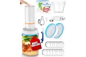 ANKUWA Electric Mason Jar Vacuum Sealer Kit with 16 Jar Lids, Jar Vacuum Sealer for Mason Jars with Lid Opener and 2 Reusable Vacuum Sealer Zipper Bags for Wide and Regular Mouth