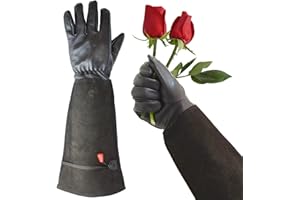 GLOSAV Cactus Gloves, Garden Gloves for Women Men Thorn Proof, Professional Puncture Resistant Gloves for Rose Pruning & Cactus, Long Leather Garden Gloves (Professional Thorn Proof) (Medium, Black)