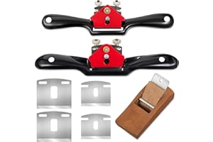 BRUISLARD 2pcs Adjustable SpokeShave with Flat Base 6pcs Metal Blade 1pcs Wood Hand Plane Home Woodworking for Wood Craft Working, Woods Craver