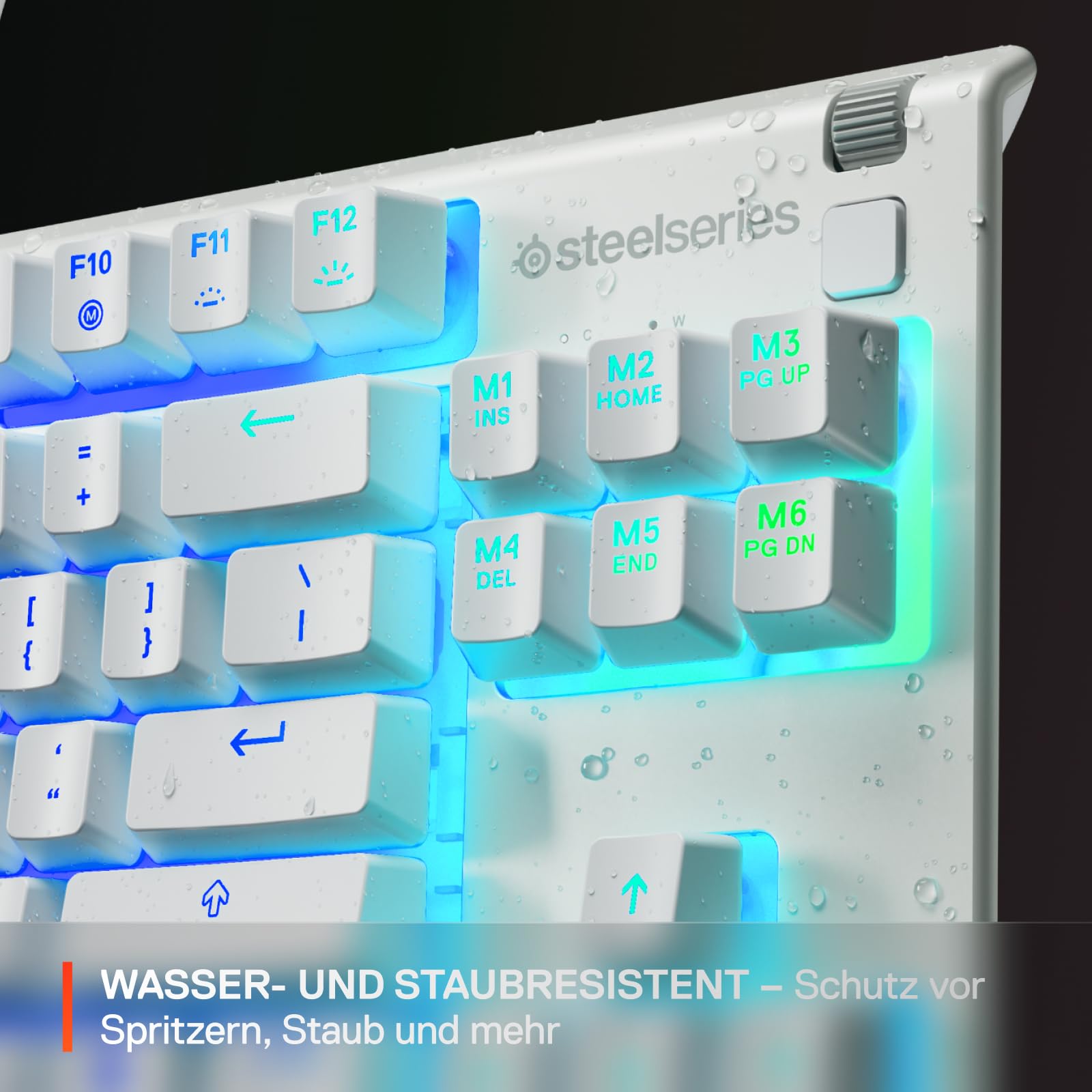 SteelSeries Apex 3 TKL White RGB Gaming-Tastatur – Kompakter Tenkeyless-Formfaktor – 8-Zonen-RGB-Beleuchtung – Wasser- und Staubresistenz – Flüsterleise Gaming-Switches - DE Layout QWERTZ 4