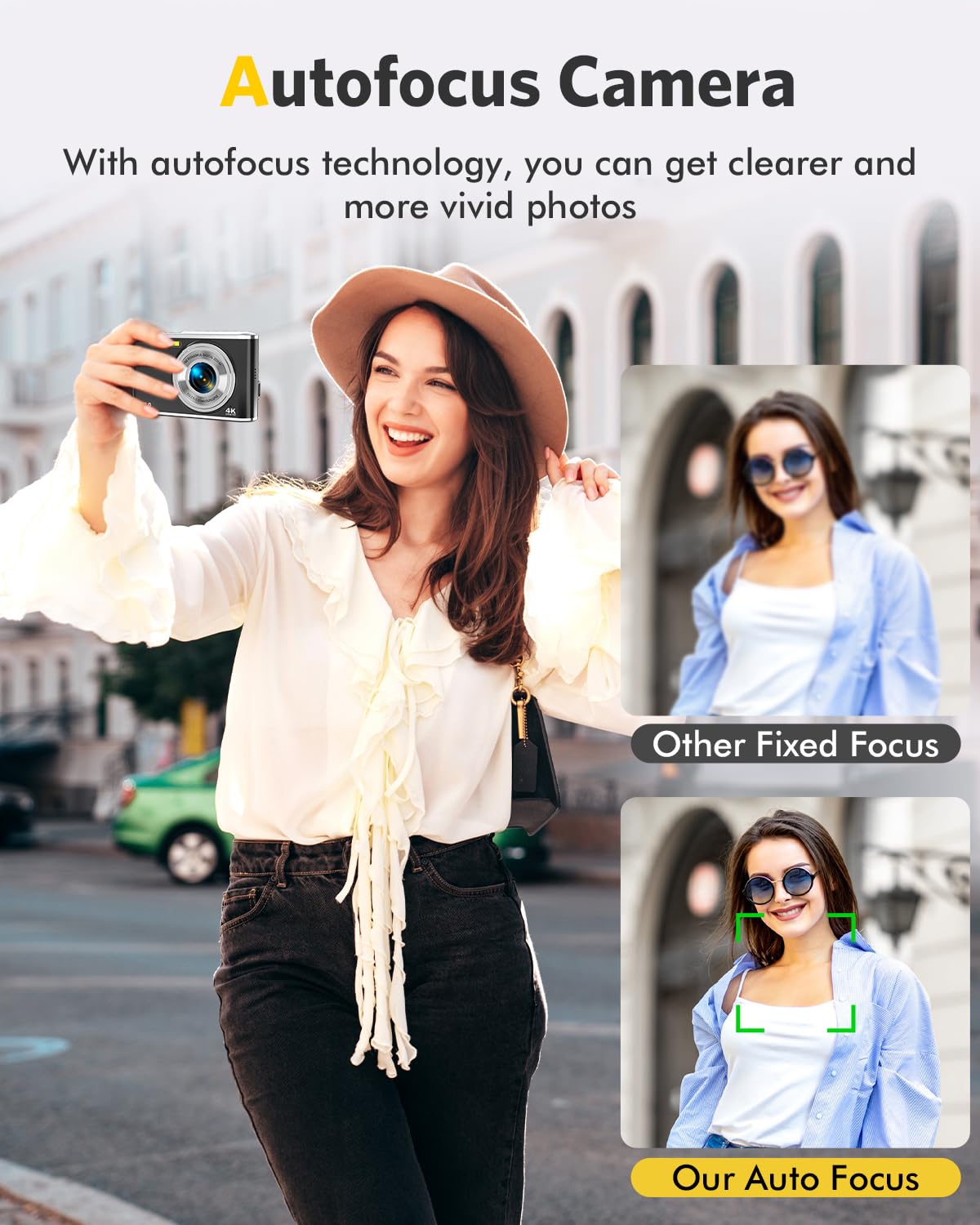 Digital Camera FHD 4K Vlogging Camera with Autofocus Dual Lens 48MP 16X Digital Zoom 2.8