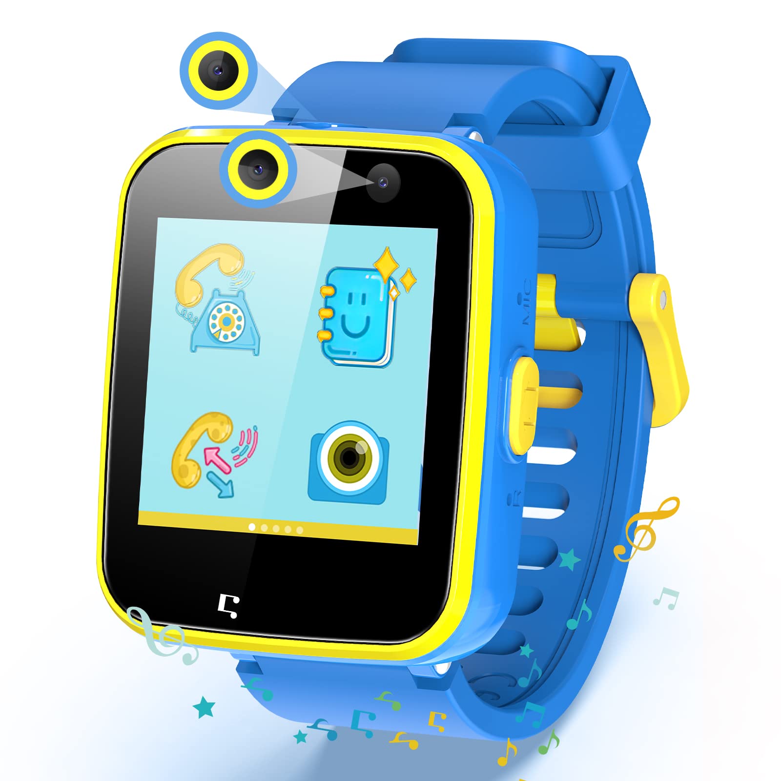 AGPTEK Kids Smartwatch for Girls Boys with HD Touchscreen Games Music Player SOS Two-Way Call Voice Chat Flashlight Calculator Camera Alarm Clock Smart Watch for Kids Birthday Gifts, Blue