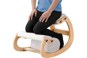MALLVITALLY Adjustable Kneeling Chair, Wooden Ergonomic Chair Knee Chair Posture Chair - Improve Your Posture with an Angled Seat for Home,Office (Wood Color+ Pads)