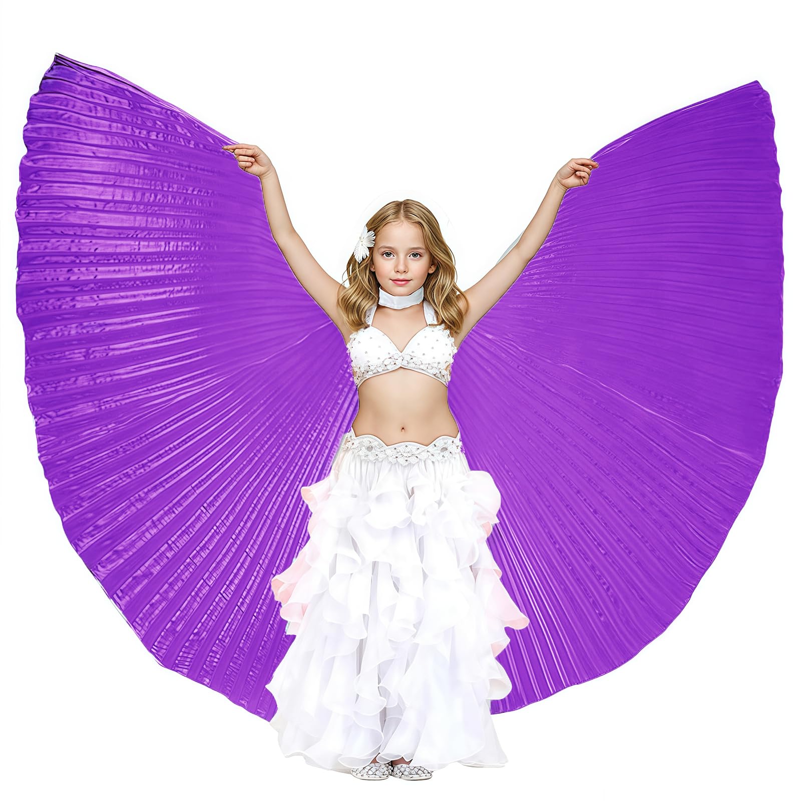 Baisdan Kids Isis Wings (Wings + Stick+ Carrying Bag) Belly Dance Performance Costumes for Girls Purple