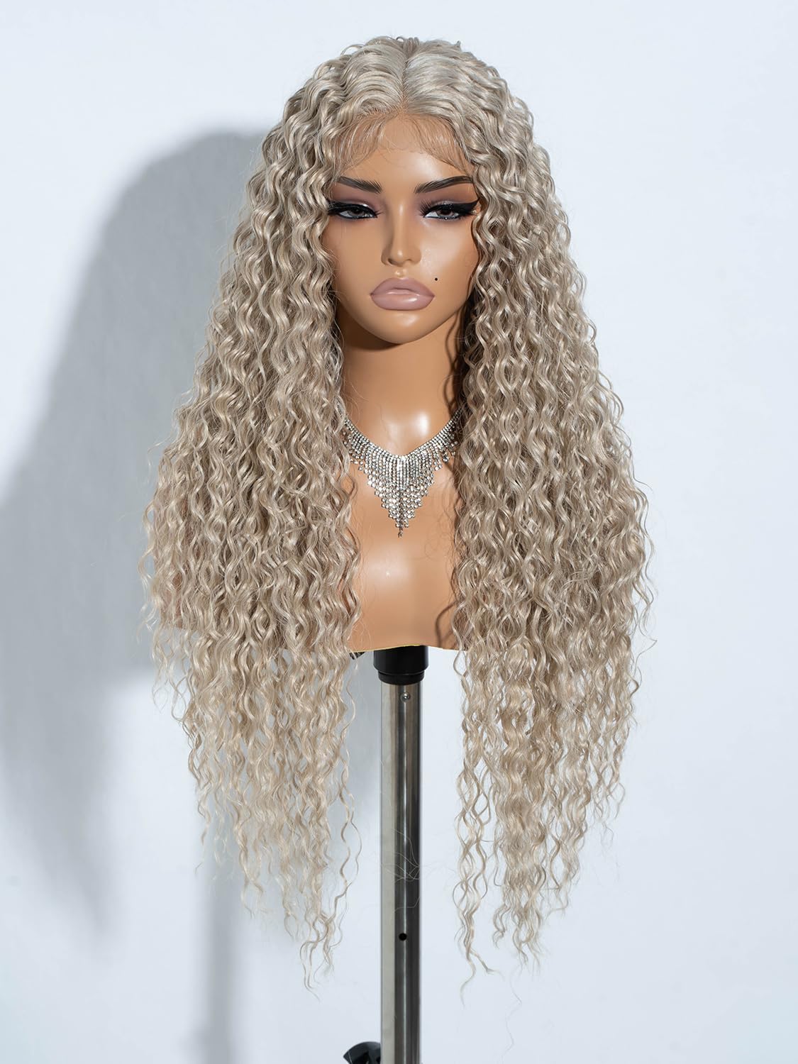 Joedir Blonde Wigs for Women Long Deep Curly Wavy Lace Front Synthetic Wigs Glueless Lace Wig 30 Inch Middle Part Natural Looking Heat Resistant Fiber Wig for Daily Party Use โ image 1