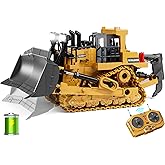 KIDMARKT Metal RC Bulldozer Toy for Kids | 9-Channel Remote Control Track-Type Tractor with Lights & Sounds, Realistic Construction Vehicle Toy for Boys Ages 3-12, Rechargeable Gift for Birthday 2026
