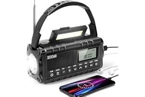 LEATON 10000mAh Emergency Weather Radio, Power Bank Charger& Frashlight with Reading Light, FM/NOAA Weather Alert, Solar Charging, Hand Crank,Alarm Clock & SOS Alarm for Camping & Outdoors