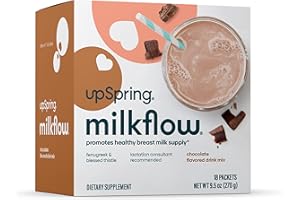 UpSpring Milkflow Lactation Supplement Drink Mix – Milk Lactation Supplement to Support Breast Milk Production with Fenugreek and Blessed Thistle, Chocolate Flavor, 18 Servings