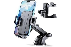 SUUSON Car Phone Holder Mount [Upgraded]-[Bumpy Roads Friendly] Phone Mount for Car Dashboard Windshield Air Vent 3 in 1,Hand Free Mount for iPhone 15 14 13 Pro Max Samsung All Cell Phones (Black)