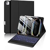 Harvopu for iPad Pro 13 Inch Case with Keyboard (M5/M4) 2025/2024, Black | Magnetic Wireless Detachable Keyboard with Multi-Touch Trackpad 7 Colors Backlit Stain Proof Folio Cover for iPad Pro 13 Inch