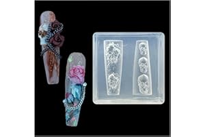 GEHAIWO 3D Skull, Roses Nail Mold Silicone Tools Nails Art Resin Molds for Accessories Supplies