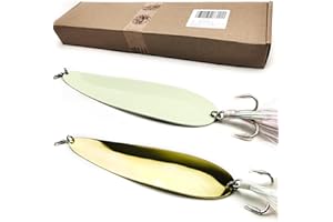 VMSIXVM Magnum Flutter Spoon Deep Sea Jigging Fishing Lures, 8-9 Inch Large Hard Metal Sinking Trolling Casting Striper Fishing Spoon Baits for Striped Bass, Salmon, Walleye, Saltwater, Freshwater