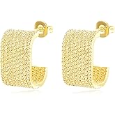 14K Gold Hoop Earrings Unique Chunky Hoops Earrings For Women Elegant Gifts