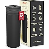 Asobu 20oz Ceramic Lined Insulated Water Bottle for Hot and Cold Drinks with 2-in-1 lid - Durable Travel Bottle with Leak-Proof Lid, Double-Wall Stainless Steel, Keeps Flavors True