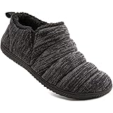 Zizor Men's Comfy Caterpillar Slippers, Warm Soft Knit Upper with Indoor Outdoor Rubber Sole